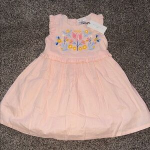 Max Studio Pink Embroidered Floral Ruffle Dress